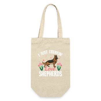 Liebe Schäferhunde mit Blumenmotiv - Geschenkbeutel für Flaschen - Natur - Vorne
