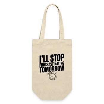 Morgen höre ich auf zu prokrastinieren - Geschenkbeutel für Flaschen - Natur - Vorne