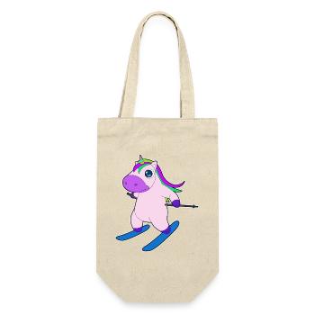 Unicorn Skier Ski Winter Sports - Gift Bag for Bottles - nature - Front