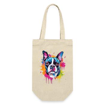Bunte Boston Terrier Dog Splash Art - Geschenkbeutel für Flaschen - Natur - Vorne