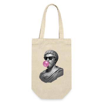 Marcus Aurelius mit Kaugummi und Sonnenbrille - Geschenkbeutel für Flaschen - Natur - Vorne