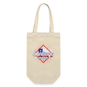 Santiago de Chile mit Vintage Fahne Souvenir - Geschenkbeutel für Flaschen - Natur - Vorne