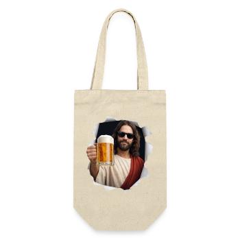 Jesus Christ with beer and sunglasses - Gift Bag for Bottles - nature - Front