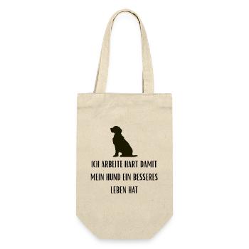 Shirt Hundeliebhaber Männer Frauen Hunde Golden  - Geschenkbeutel für Flaschen - Natur - Vorne