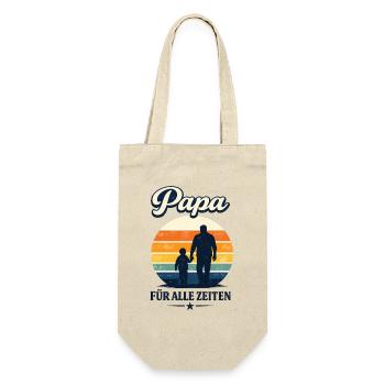 Papa für alle Zeiten Retro Vater Kind Motiv - Geschenkbeutel für Flaschen - Natur - Vorne