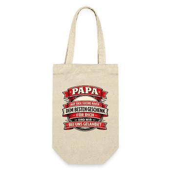 Papa auf der Suche nach dem besten Geschenk - Geschenkbeutel für Flaschen - Natur - Vorne