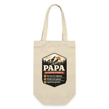 Papa Outdoor Experte Camping Badge Spruch - Geschenkbeutel für Flaschen - Natur - Vorne
