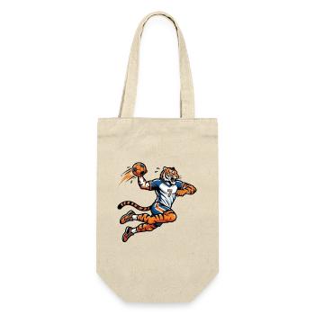 Handball Tiger Nummer 7 Sprungwurf Power - Geschenkbeutel für Flaschen - Natur - Vorne