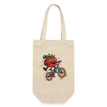 Lustige Tomate Auf Dem BMX Fahrrad Trick - Geschenkbeutel für Flaschen - Natur - Vorne