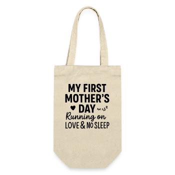Erster Muttertag Humor Mama Geschenkidee Familie - Geschenkbeutel für Flaschen - Natur - Vorne