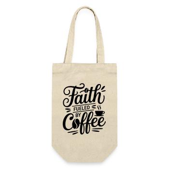 Faith Fueled By Coffee Kaffeeliebe Spruch - Geschenkbeutel für Flaschen - Natur - Vorne