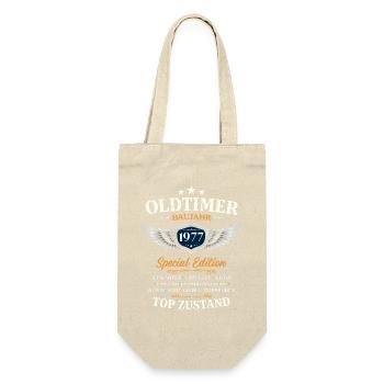 49. Geburtstag Geschenk Mann Oldtimer Vintage 1977 - Geschenkbeutel für Flaschen - Natur - Vorne