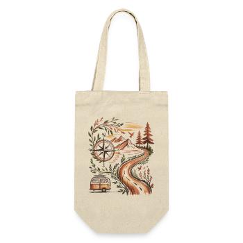 Vanlife Reise Shirt Kompass Berge Natur - Geschenkbeutel für Flaschen - Natur - Vorne