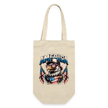 Patriotischer Adler mit Fahnen - Geschenkbeutel für Flaschen - Natur - Vorne