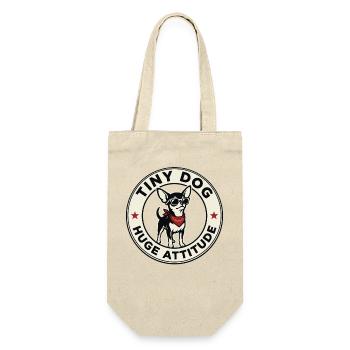 Kleiner Hund Riesige Attitüde Lustiges Chihuahua-Design - Geschenkbeutel für Flaschen - Natur - Vorne