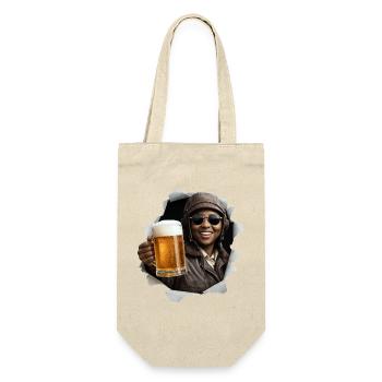 Bessie Coleman mit Sonnenbrille und Bier - Geschenkbeutel für Flaschen - Natur - Vorne