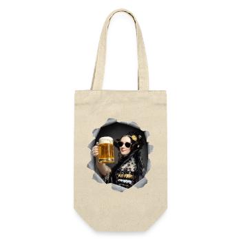 Ada Lovalace mit Sonnenbrille und Bier - Geschenkbeutel für Flaschen - Natur - Vorne