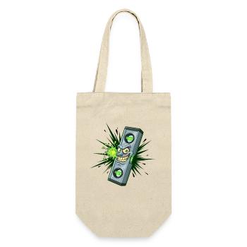 Grinsende Wasserwaage – Cartoon-Tool - Geschenkbeutel für Flaschen - Natur - Vorne