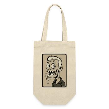 Grotesker Cartoon-Zombie-Sabber - Geschenkbeutel für Flaschen - Natur - Vorne