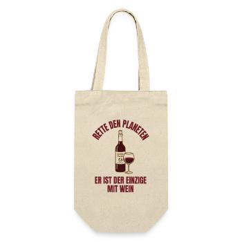Rette Wasser Trink Wein Shirt Lustig - Geschenkbeutel für Flaschen - Natur - Vorne