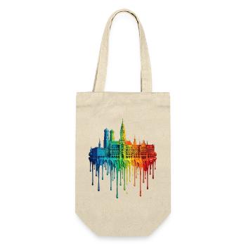 Munich mit farbenfroh verlaufender Farbe - Geschenkbeutel für Flaschen - Natur - Vorne