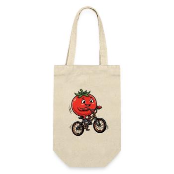 Lustige Tomate Auf Fahrrad Für Kinder - Geschenkbeutel für Flaschen - Natur - Vorne