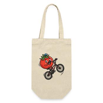 Lustige Tomate Fahrrad Radfahren Cartoon - Geschenkbeutel für Flaschen - Natur - Vorne
