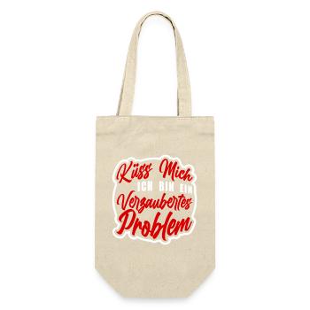 Küss mich ich bin ein verzaubertes Problem - Geschenkbeutel für Flaschen - Natur - Vorne
