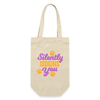Silently Judging You Shirt Funny Sarcastic Quote - Geschenkbeutel für Flaschen - Natur - Vorne
