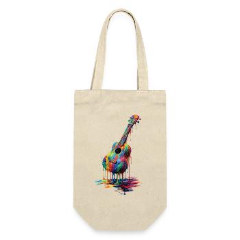 Ukulele mit tropfender Farbe - Geschenkbeutel für Flaschen - Natur - Vorne