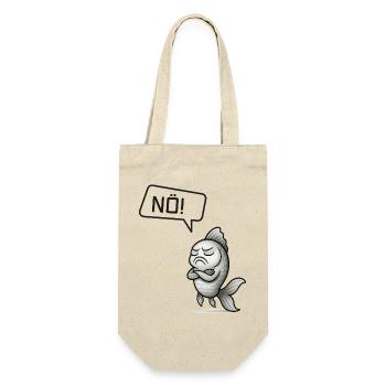 Sturer Fisch sagt NÖ! – Witziges Design - Geschenkbeutel für Flaschen - Natur - Vorne