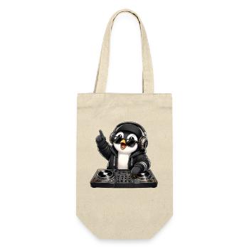 Cooler Pinguin DJ Musik Techno Club Party - Geschenkbeutel für Flaschen - Natur - Vorne