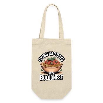 Schlechte Tage mit Bolognese retten | Pasta Humor - Geschenkbeutel für Flaschen - Natur - Vorne