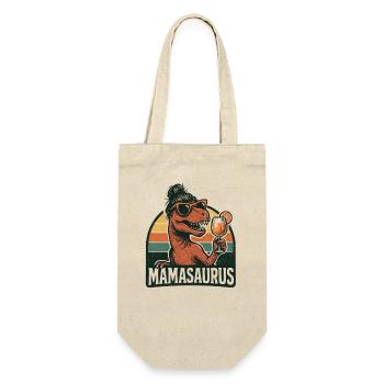 Mamasaurus Mama Mutter Geschenkidee Humor Lustig - Geschenkbeutel für Flaschen - Natur - Vorne