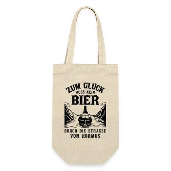 Bier Spruch Schiff  Strasse von Hormus - Geschenkbeutel für Flaschen - Natur - Vorne