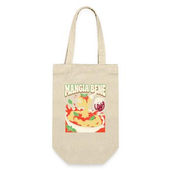 Mangia Bene Pasta Illustration - Geschenkbeutel für Flaschen - Natur - Vorne