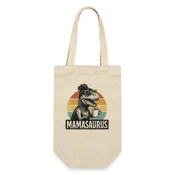 Mamasaurus Mama Mutter Geschenkidee Humor Lustig - Geschenkbeutel für Flaschen - Natur - Vorne