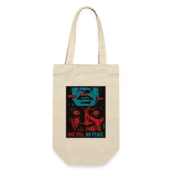 Eine Pille. Kein Frieden. Pop Art - Geschenkbeutel für Flaschen - Natur - Vorne