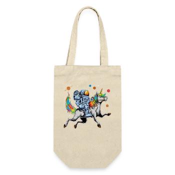 Astronaut Riding Rainbow Unicorn in Outer Space - Gift Bag for Bottles - nature - Front
