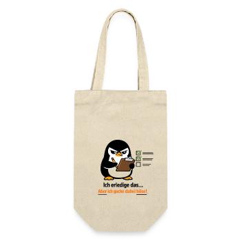 Ich mach das Pinguin lustiger Büro Spruch - Geschenkbeutel für Flaschen - Natur - Vorne