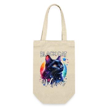 Schwarze Katze Mama - Geschenkbeutel für Flaschen - Natur - Vorne