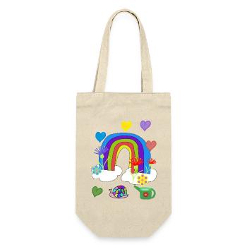 Kinder Fantasy Regenbogen Garten Blumen - Geschenkbeutel für Flaschen - Natur - Vorne