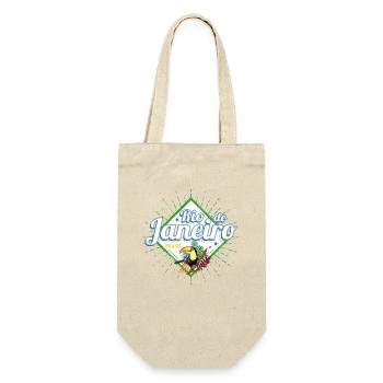 Rio de Janeiro in Brasilien mit Vintage Tukan - Geschenkbeutel für Flaschen - Natur - Vorne