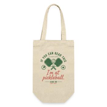 Pickleball-lustiger Spieler bin beim Pickle-Ball-Spiel - Geschenkbeutel für Flaschen - Natur - Vorne