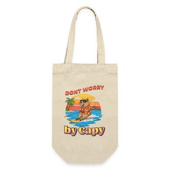 Capybara Surfer am Sonnenuntergang - Geschenkbeutel für Flaschen - Natur - Vorne