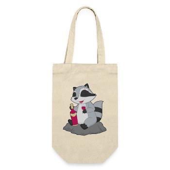 Raccoon Bottle of Red Wine - Gift Bag for Bottles - nature - Front