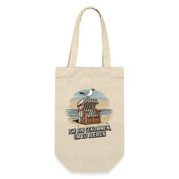  Ich Bin Gekommen Um Zu Bleiben Strandkorb Möwe - Geschenkbeutel für Flaschen - Natur - Vorne