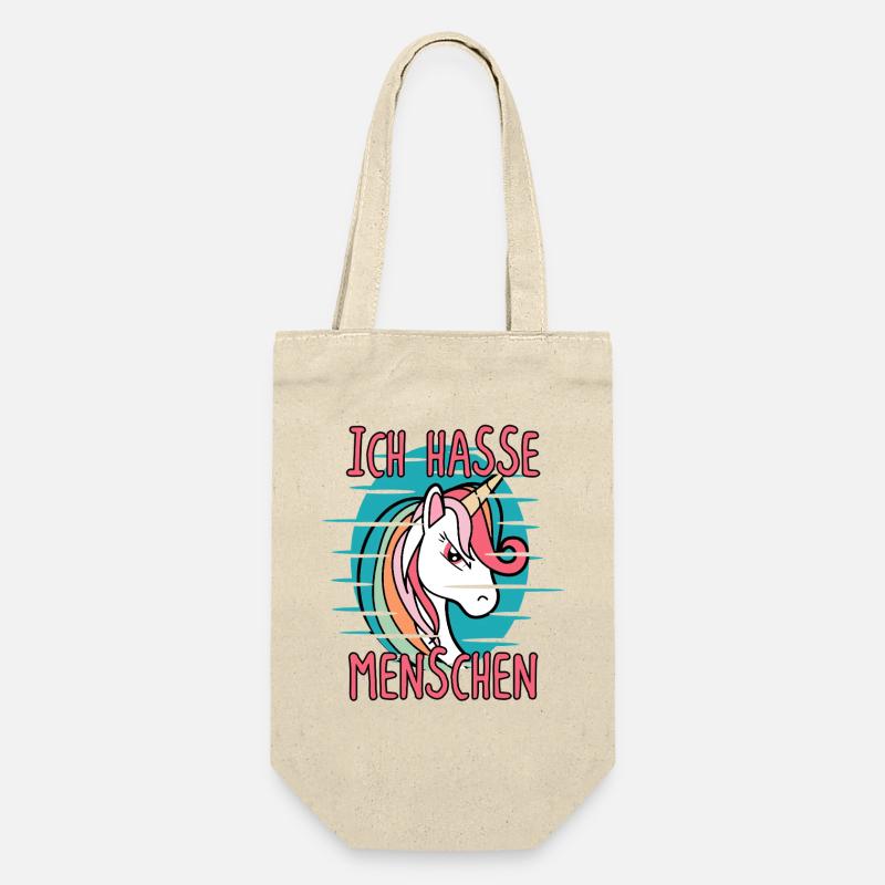 Ich Hasse Menschen Einhorn Sarkasmus - Geschenkbeutel für Flaschen - Natur