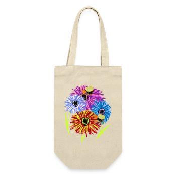 Retro Summer Flowers Bees - Gift Bag for Bottles - nature - Front