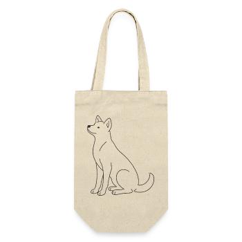 Hund Linienkunst Minimalistisch Haustier Design - Geschenkbeutel für Flaschen - Natur - Vorne